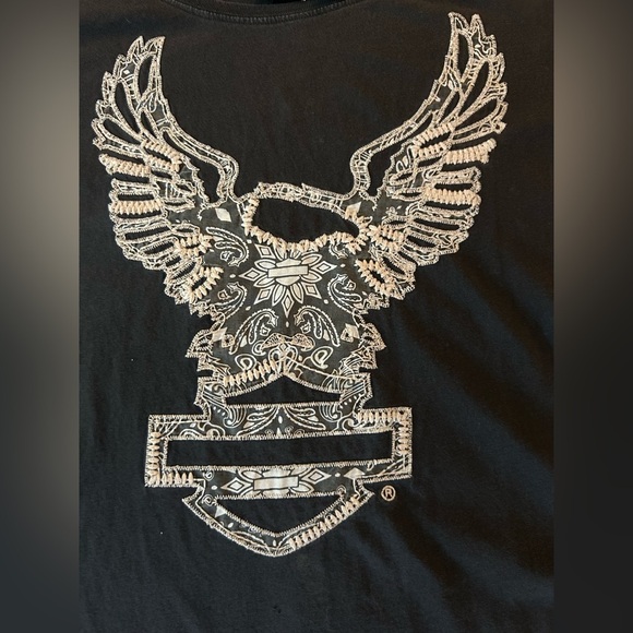 Harley-Davidson Black Short Sleeve Tee with Eagle Design - Picture 2 of 6